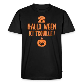 Citrouille - Halloween - Phrase drôle - T-shirt Premium bio Homme - noir - Devant - Nico (187cm)
