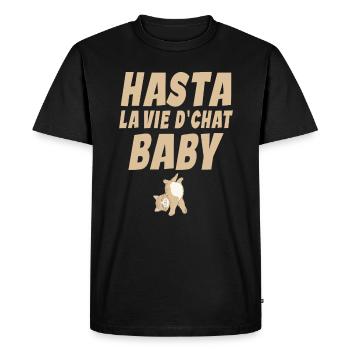 Chat - Amoureux des Chats - Chat Humour - T-shirt Premium bio Homme - noir - Devant - Nico (187cm)