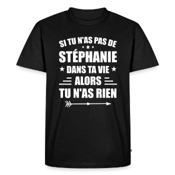Stéphanie, Anniversaire Stéphanie - Stéphanie - T-shirt Premium bio Homme - noir - Devant - Nico (187cm)