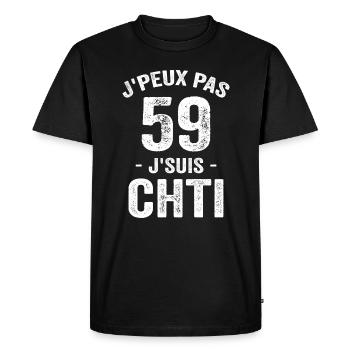 Je Peux Pas Je Suis Chti 59 - Ch'ti, chtimi - T-shirt Premium bio Homme - noir - Devant - Nico (187cm)
