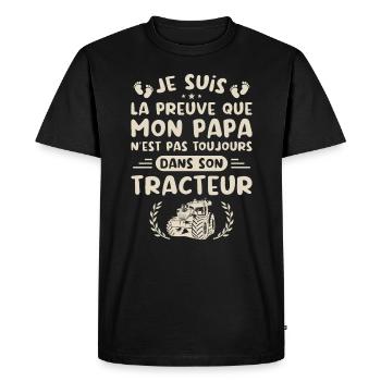 Je Suis La Preuve Que Mon Papa N'est Pas, Tracteur - T-shirt Premium bio Homme - noir - Devant - Nico (187cm)