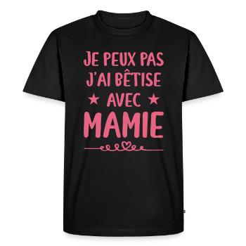 Je Peux Pas J'ai Bêtise Avec Mamie - T-shirt Premium bio Homme - noir - Devant - Nico (187cm)