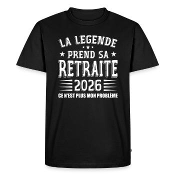 Retraite, Retraité, Retraitée - T-shirt Premium bio Homme - noir - Devant - Nico (187cm)