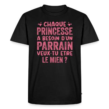 Veux Tu Etre Mon Parrain - T-shirt Premium bio Homme - noir - Devant - Nico (187cm)