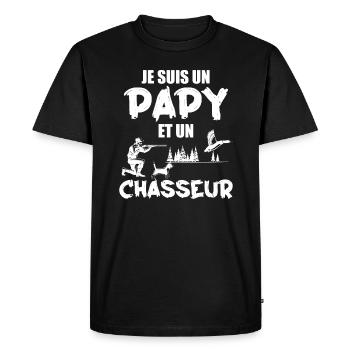 Je Suis Un Papa Et Un Chasseur - Cadeau Chasseur - T-shirt Premium bio Homme - noir - Devant - Nico (187cm)