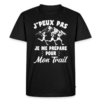 Je Peux Pas Je Me Prépare Pour Mon Trail - T-shirt Premium bio Homme - noir - Devant - Nico (187cm)