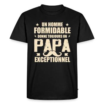 Un Papa Exceptionnel Humour Cadeau Fête Des Pères - T-shirt Premium bio Homme - noir - Devant - Nico (187cm)