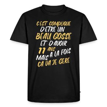 Cadeau D'anniversaire Beau gosse et d'avoir 11 ans - T-shirt Premium bio Homme - noir - Devant - Nico (187cm)