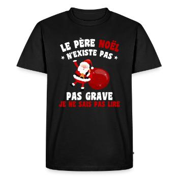Le Père Noël N'existe Pas - T-shirt Premium bio Homme - noir - Devant - Nico (187cm)