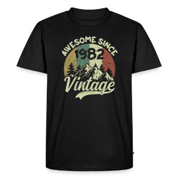 Vintage 1982 Birthday Gift 1982 - Men's Premium Organic T-Shirt - black - Front - Nico (187cm)
