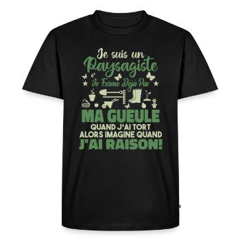 Paysagiste Paysagisme Paysagiste Aménagement - T-shirt Premium bio Homme - noir - Devant - Nico (187cm)
