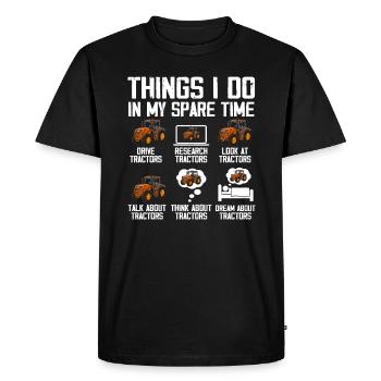 6 Things I Do In My Spare Time Tractors lover - Men's Premium Organic T-Shirt - black - Front - Nico (187cm)