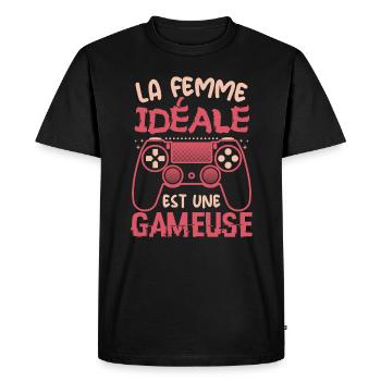 La Femme Idéale est Une Gameuse Cadeau Geek Humour - T-shirt Premium bio Homme - noir - Devant - Nico (187cm)