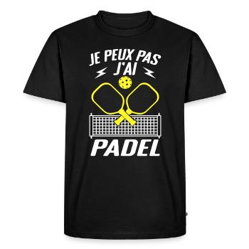 Je Peux Pas J'ai Padel - Cadeau Padeliste - T-shirt Premium bio Homme - noir - Devant - Nico (187cm)