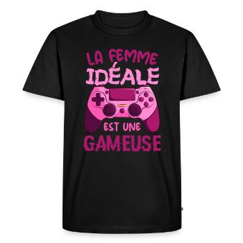 La Femme Idéale est Une Gameuse Cadeau Geek Humour - T-shirt Premium bio Homme - noir - Devant - Nico (187cm)