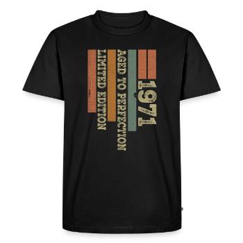 1971 Cadeau Anniversaire Vintage Rétro Né en 1971 - T-shirt Premium bio Homme - noir - Devant - Nico (187cm)