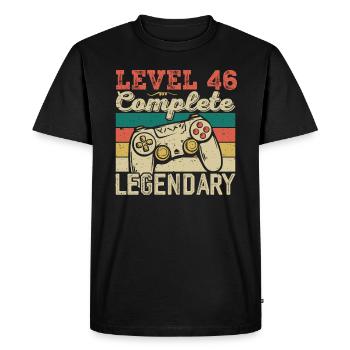 Level 46 Complete, 46 Birthday Gift - Men's Premium Organic T-Shirt - black - Front - Nico (187cm)