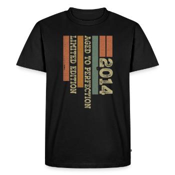 2014 Retro Vintage Anniversary Gift Born in 2014 - Men's Premium Organic T-Shirt - black - Front - Nico (187cm)