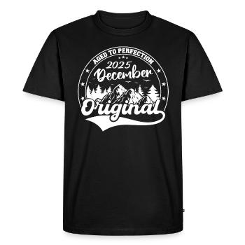 Décembre 2025 Anniversaire Décembre 2025 Décembre - T-shirt Premium bio Homme - noir - Devant - Nico (187cm)