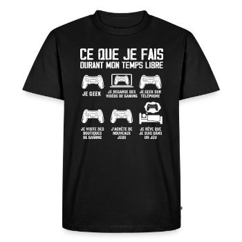 Mon Temps Libre de Gamer - Passion des Jeux Vidéos - T-shirt Premium bio Homme - noir - Devant - Nico (187cm)