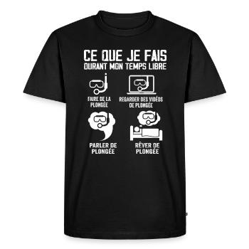 Ce Que Je Fais Durant Mon Temps Libre Plongée - T-shirt Premium bio Homme - noir - Devant - Nico (187cm)