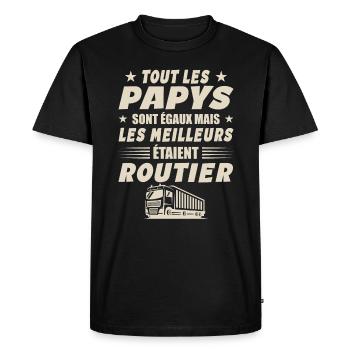 Routier Papy Cadeau Chauffeurs Routiers - T-shirt Premium bio Homme - noir - Devant - Nico (187cm)