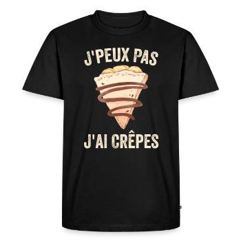 J'peux Pas J'ai Crêpes Cadeau Humour Drole - T-shirt Premium bio Homme - noir - Devant - Nico (187cm)