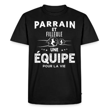Parrain et Filleule Une Équipe Pour La Vie - T-shirt Premium bio Homme - noir - Devant - Nico (187cm)