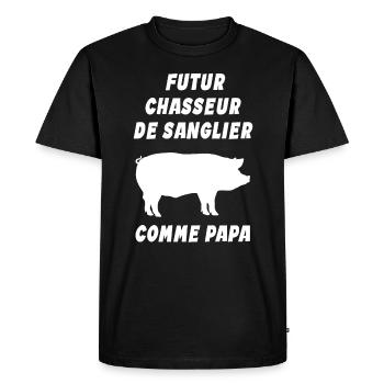 Enfant - Futur Chasseur de Sanglier Comme Papa - T-shirt Premium bio Homme - noir - Devant - Nico (187cm)