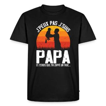 Je Peux Pas Je Suis Papa (couche) - T-shirt Premium bio Homme - noir - Devant - Nico (187cm)