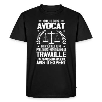 Oui Je Suis Avocat Humour - Cadeau D'anniversaire - T-shirt Premium bio Homme - noir - Devant - Nico (187cm)