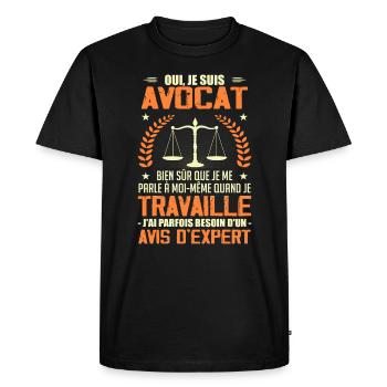 Oui Je Suis Avocat Humour - Cadeau D'anniversaire - T-shirt Premium bio Homme - noir - Devant - Nico (187cm)