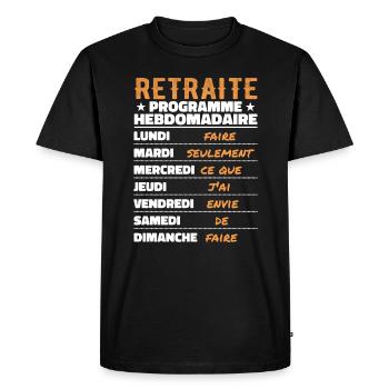 Retraite Programme Hebdomad Retraite Rigolo - T-shirt Premium bio Homme - noir - Devant - Nico (187cm)