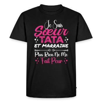 Sœur Tata et Marraine - T-shirt Premium bio Homme - noir - Devant - Nico (187cm)