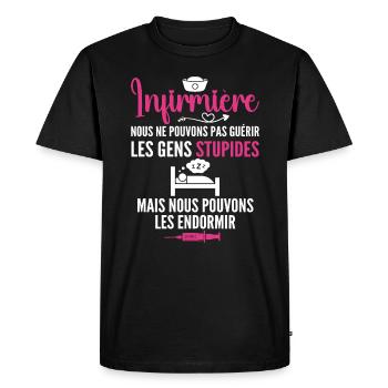Infirmière Humour - Cadeau Infirmière - T-shirt Premium bio Homme - noir - Devant - Nico (187cm)