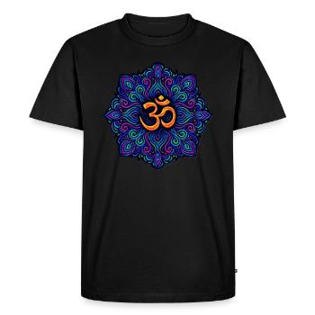 Goa Merch Mandala - Psytrance et Goa Party - T-shirt Premium bio Homme - noir - Devant - Nico (187cm)
