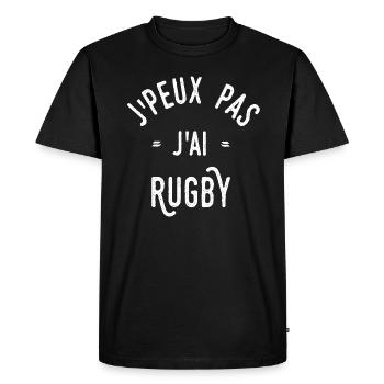 J'peux pas j'ai rugby - T-shirt Premium bio Homme - noir - Devant - Nico (187cm)