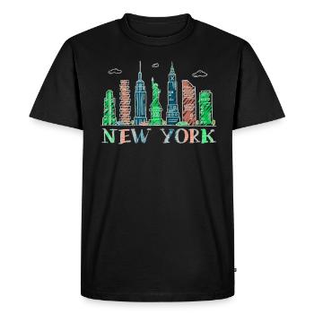 New York Skyline Heartbeat Statue of Liberty - Men's Premium Organic T-Shirt - black - Front - Nico (187cm)