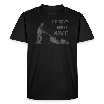 Je suis sexy et je le tonds Tondre la pelouse Jardinage Amoureux - T-shirt Premium bio Homme - noir - Devant - Nico (187cm)