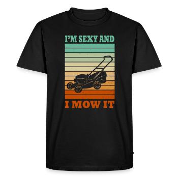 Je suis sexy et je le tonds Tondre la pelouse Jardinage Amoureux - T-shirt Premium bio Homme - noir - Devant - Nico (187cm)