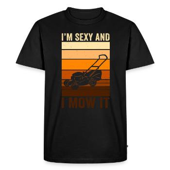 Je suis sexy et je le tonds Tondre la pelouse Jardinage Amoureux - T-shirt Premium bio Homme - noir - Devant - Nico (187cm)
