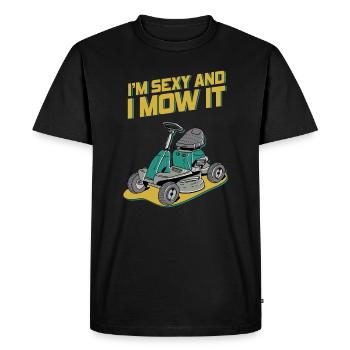 Je suis sexy et je le tonds Tondre la pelouse Jardinage Amoureux - T-shirt Premium bio Homme - noir - Devant - Nico (187cm)
