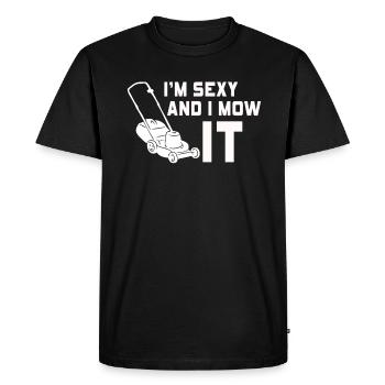 Je suis sexy et je le tonds Tondre la pelouse Jardinage Amoureux - T-shirt Premium bio Homme - noir - Devant - Nico (187cm)