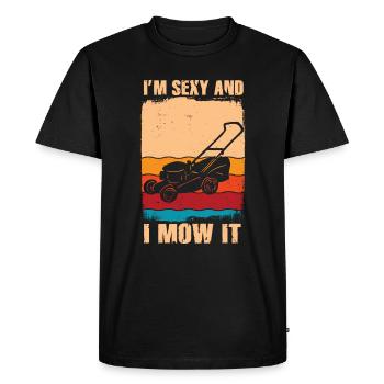 Je suis sexy et je le tonds Tondre la pelouse Jardinage Amoureux - T-shirt Premium bio Homme - noir - Devant - Nico (187cm)
