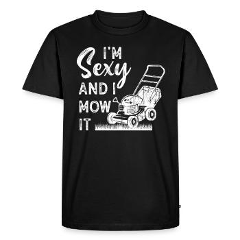 Je suis sexy et je le tonds Tondre la pelouse Jardinage Amoureux - T-shirt Premium bio Homme - noir - Devant - Nico (187cm)