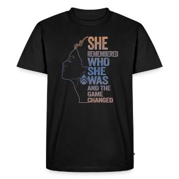 She Remembered Who She Was And The Game Changed - Men's Premium Organic T-Shirt - black - Front - Nico (187cm)