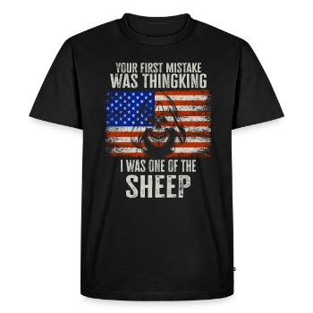 Your first Mistake was thinking I was a Sheep - Men's Premium Organic T-Shirt - black - Front - Nico (187cm)