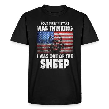 Your first Mistake was thinking I was a Sheep - Men's Premium Organic T-Shirt - black - Front - Nico (187cm)