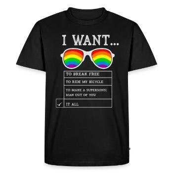 I Want To Break Free Ride My Bicycle - Men's Premium Organic T-Shirt - black - Front - Nico (187cm)