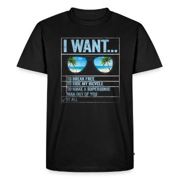 Je veux me libérer pour faire du vélo - T-shirt Premium bio Homme - noir - Devant - Nico (187cm)